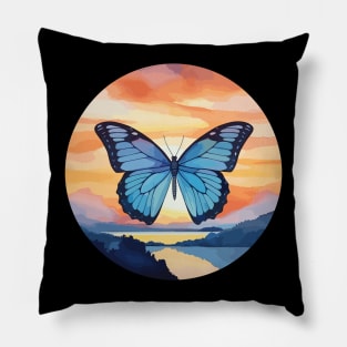 Blue Morpho Butterfly Pillow