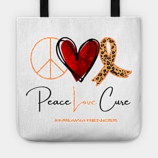 Peace Love Cure Heart Health Awareness Month Cancer Ribbon Tote