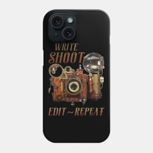 Write Shoot Edit Repeat Steampunk Flash Filmmaker Phone Case