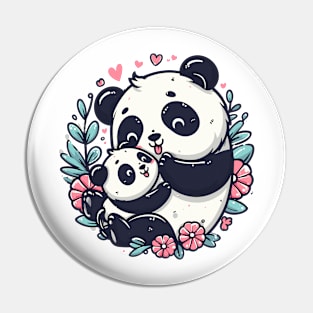 Two cute pandas cuddling Pin
