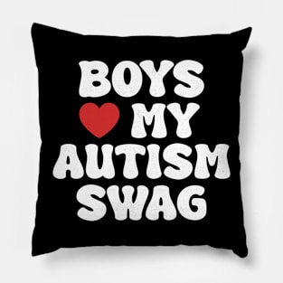 Boys Heart My Autism Swag Funny Boys Love My Autism Swag Pillow