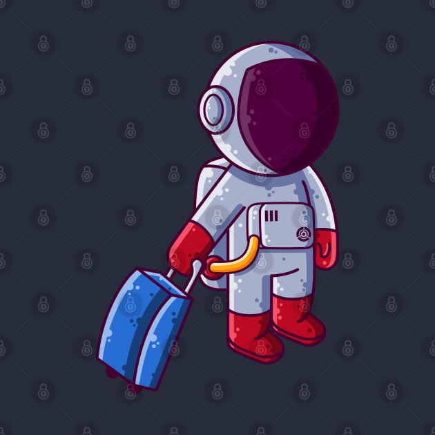 Cute Astronaut Traveling Holiday Cartoon by Ardhsells