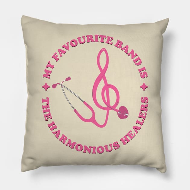 The Harmonious Healers - Nurse Music Lover Pillow by Inkonic lines