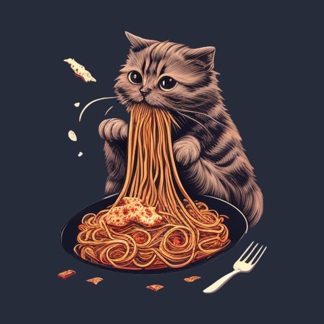 CAT EATING SPAGUETTI by TheABStore