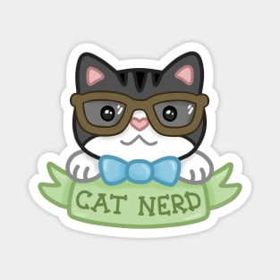 Cat Nerd Gray Tabby Magnet