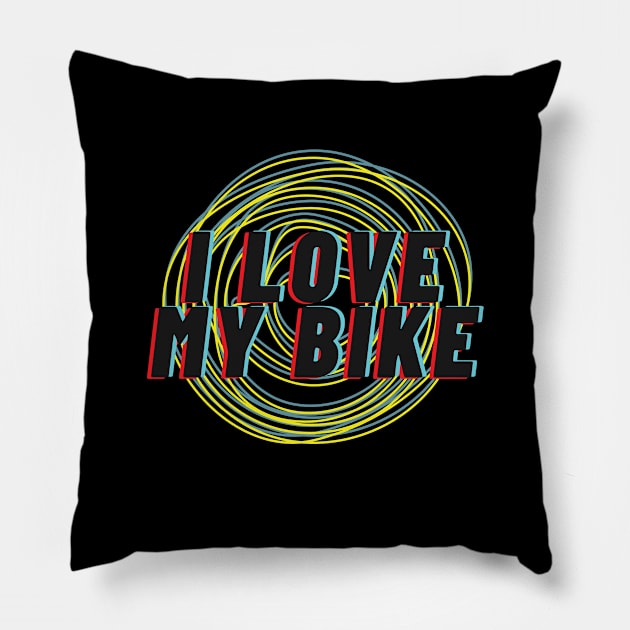 I love my bike, bicycle Pillow by MINAART