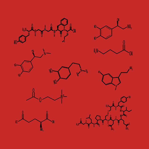 Neurotransmitters Happy Chemicals Black Sticker Sheet by GrellenDraws