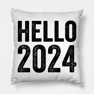 Hello 2024 - Text Style Black Font Pillow