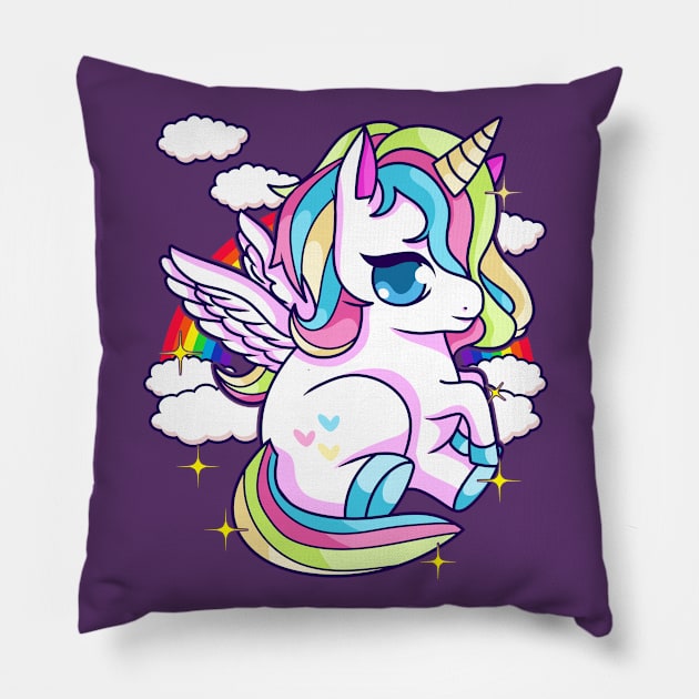 Pegasus Unicorn Cute Pillow by E