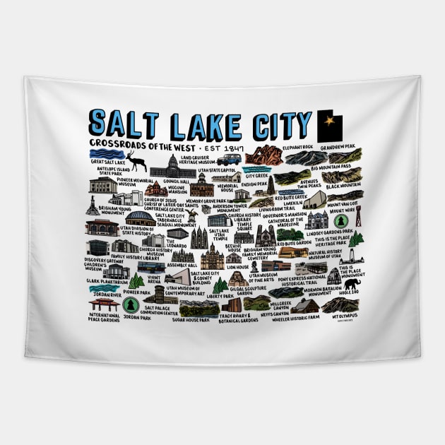 Salt Lake City Map Tapestry by fiberandgloss