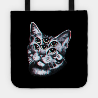 Psychedelic Cat (3D vintage effect) Tote