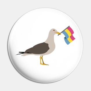 Seagull Holding Pansexual Pride Flag Pin