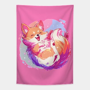 Happy fluffy fox with pastel colors Tapestry