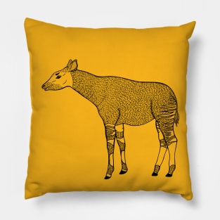 Okapi Ink Art Drawing - African animal design Pillow