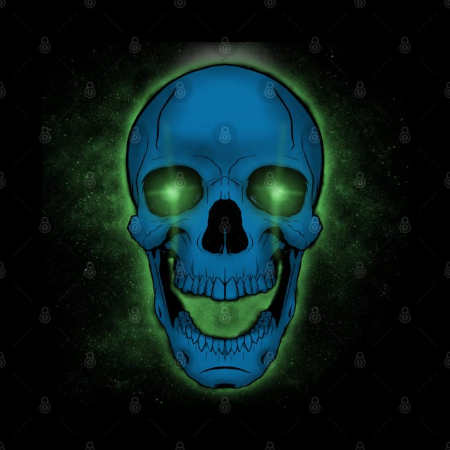 Skull Glows Green by Joebarondesign