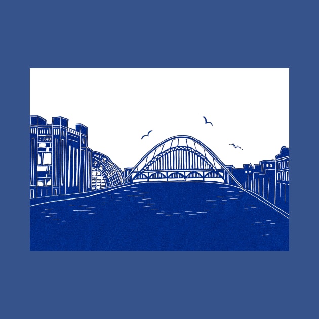 Newcastle Gateshead Quayside Linocut | Tyne Bridge | Baltic Arts | Sage by Maddybennettart