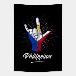 I Love You Philippines Hand Gesture Cute Gift Women Men Tapestry