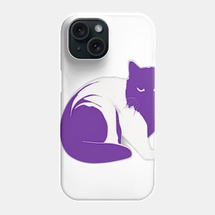 Purple and White Abstract Cat Design No. 557 Phone Case