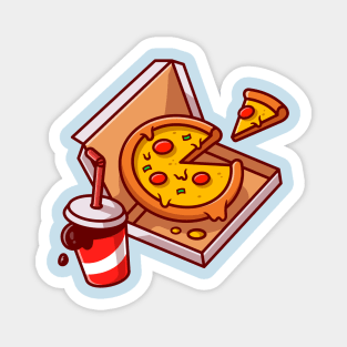 Pizza And Cola Cartoon Magnet