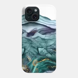 Blue Gold Ink Abstract Phone Case