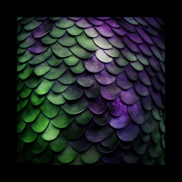 Fish skin, scales, fantasy, with pattern, purple, green by KK-Royal