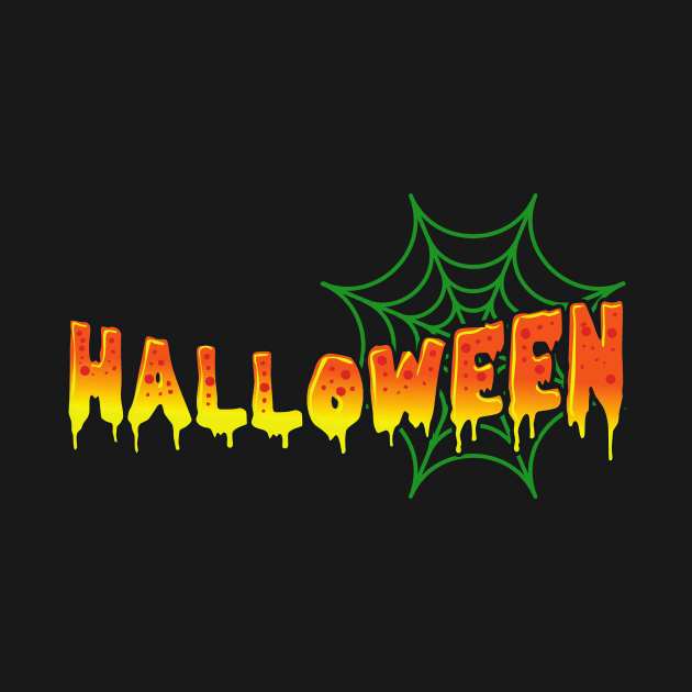 Retro Style Halloween Shirt with Spider Web by PowderShot