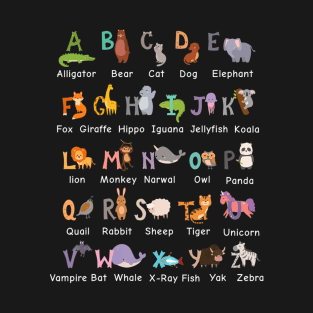 Alphabet Animal ABCs Learning T-Shirt