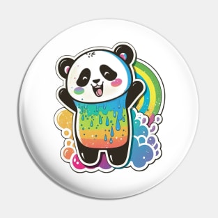 Cute Cartoon Panda Rainbow Colourful Funny Kawaii Pin