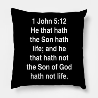 1 John 5:12  King James Version (KJV) Bible Verse Typography Pillow