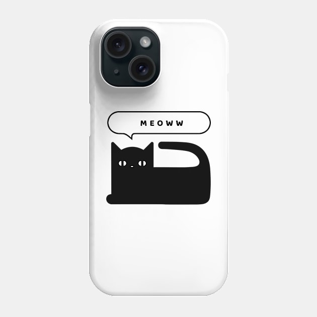 Black Cat - Minimal Meow Phone Case by SallySunday
