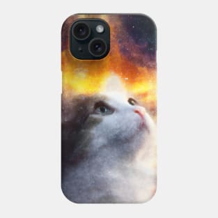 Cat looking at sunset Phone Case