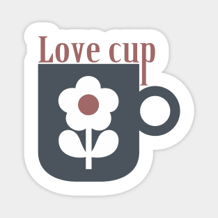 Cup Love and Flower Magnet