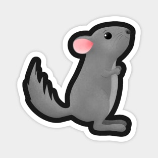 Cute happy grey chinchilla cartoon illustration Magnet