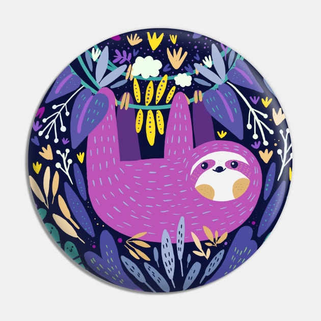 Purple Sloth Pin by Mjdaluz