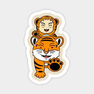 Funny tiger kid cosplay Magnet