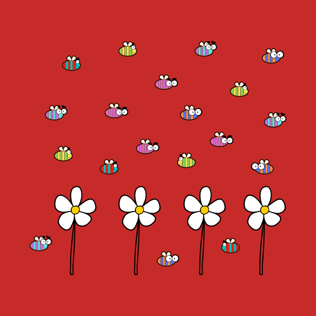 Colourful Bees And Delightful Daisies by 4U2NV-LDN