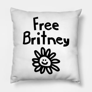 Free Britney Daisy Smiley Face Black Pillow