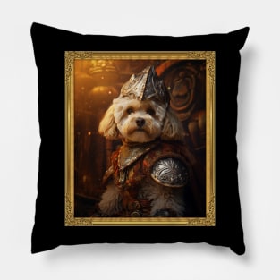 Valiant Apricot Bichon Frisé - Medieval Conquistador  (Framed) Pillow