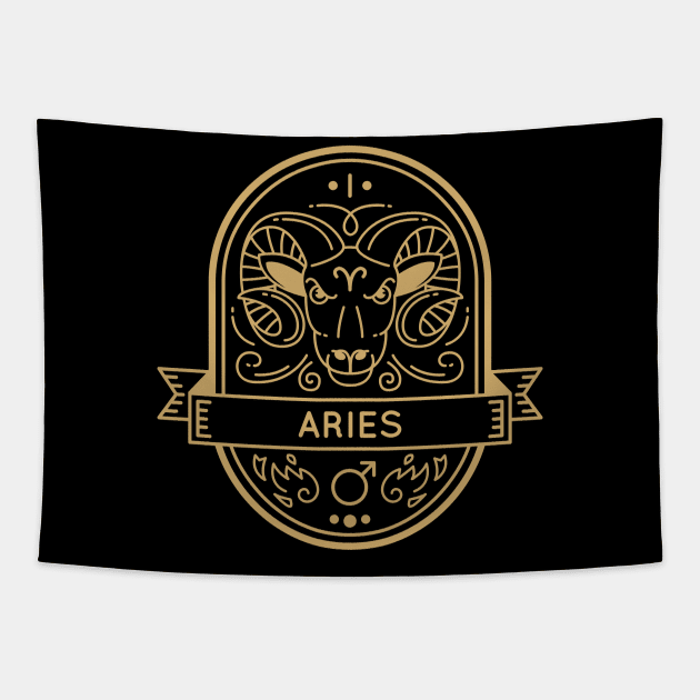 Aries Golden Sigil Tapestry by MimicGaming