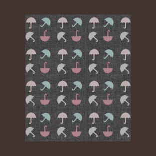 Rustic Look Funny Umbrellas Pattern T-Shirt