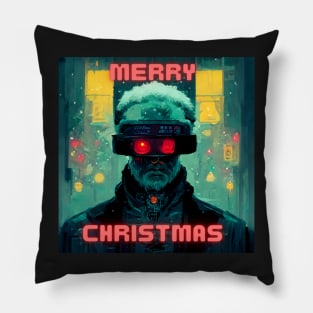 Cyberpunk santa claus Merry Christmas Pillow