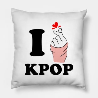 i love kpop finger heart black Pillow