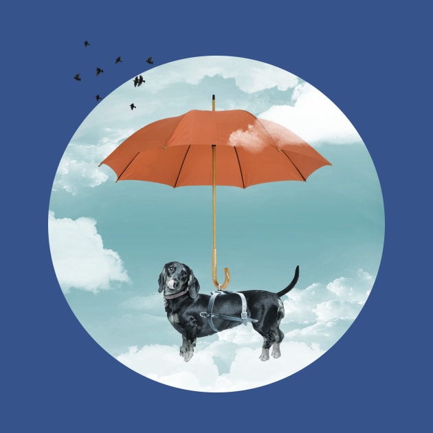 Dachshund Red Umbrella by Vin Zzep