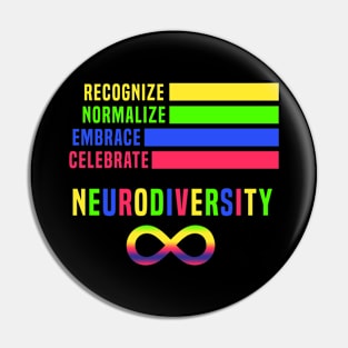 Recognize Normalize Embrace Celebrate Neurodiversity Pin