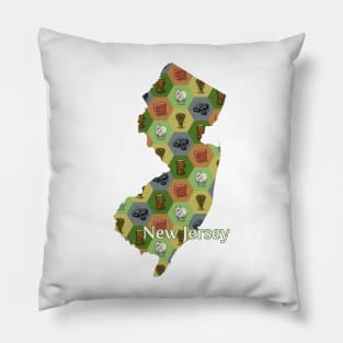 New Jersey State Map Board Games Pillow