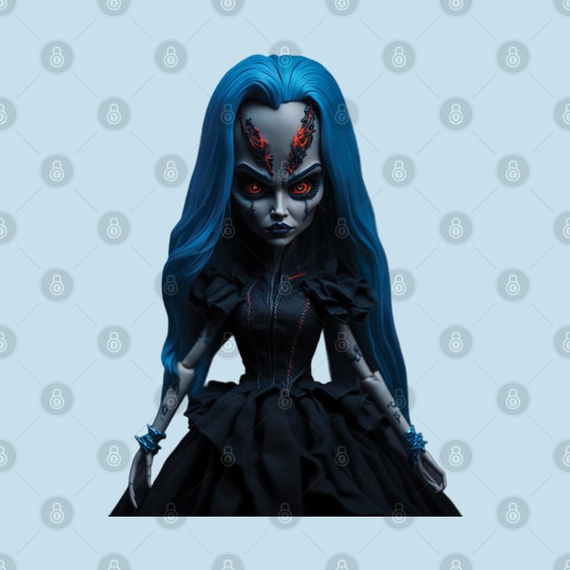 scary blue doll by mdr design