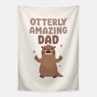 Funny Otter With Mustache Otterly Amazing Dad Pun Tapestry