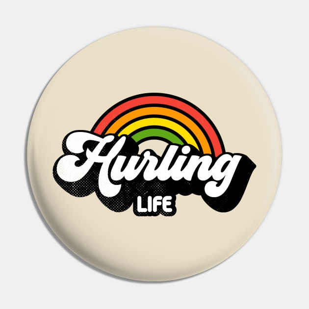 Groovy Rainbow Hurling Life Pin by rojakdesigns