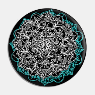 Turquoise & White Mandalas on Grey Pin