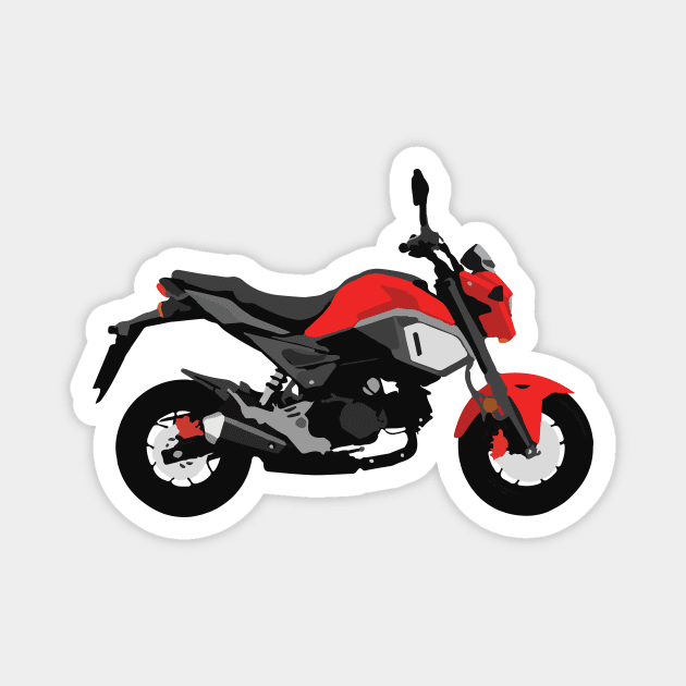 Motorcycle Honda Grom Orange 2020 Cherry Red Magnet by WiredDesigns